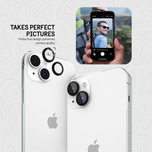 Vista 4 de Pelican - Protector de lente de cámara con anillos de aluminio para iPhone 15 / iPhone 15 Plus - Vidrio templado 9H - Resistente a los arañazos