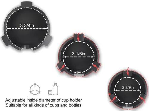Vista 3 de Portavasos Magnético de Montaje Horizontal, Portavasos Ajustable Antiderrame, Adecuado para Tractor, Cortacésped, Montacargas, Cinta de Correr