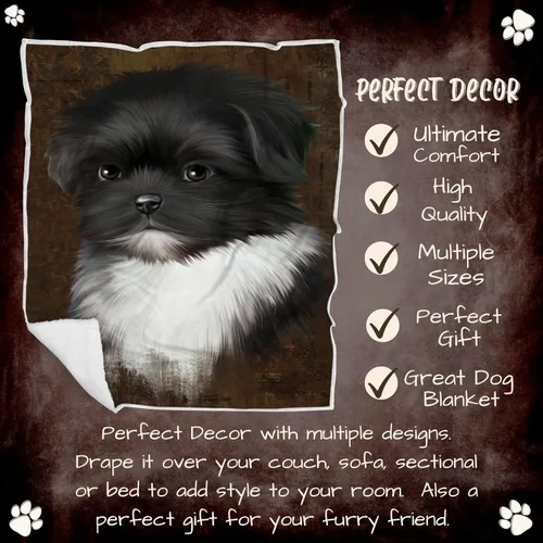 Vista 4 de Rustic Shih Tzu Dog Blanket - Lightweight Super Soft Cozy and Durable Bed Blanket - Animal Theme Fuzzy Blanket for Sofa Bed Couch Luxury Soft