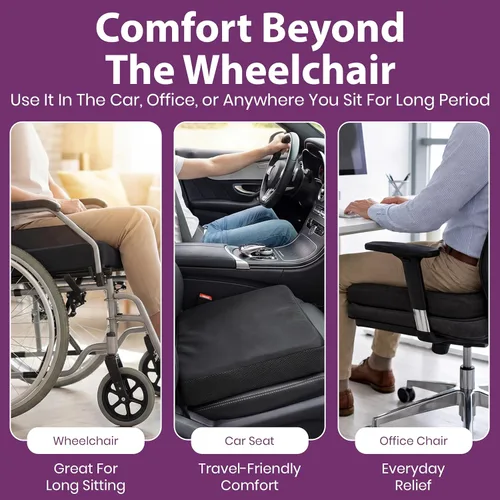 Vista 7 de Cojín inflable para silla de ruedas de 18 x 16 x 3 pulgadas, cojín de aire de alivio de dolores de presión para silla de ruedas con celdas