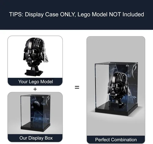 Vista 3 de Vitrina de acrílico para Lego 75304 Star Wars Darth Vader casco de cabeza negra modelo de bloque de construcción (solo caja, sin modelo), caja