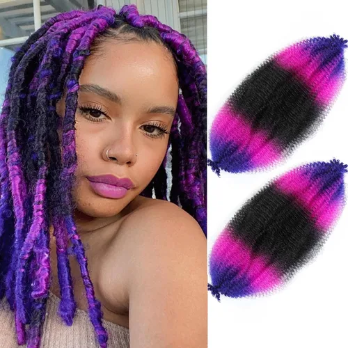 Vista 63 de Cabello Afro Twist de 30 Pulgadas 2 Paquetes, Cabello Afro Twist Elástico Pre Esponjado Cabello Spring Twist Pre Estirado Cabello para Envolver
