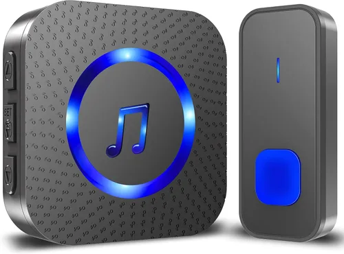 Vista 12 de SURFOU Timbre inalámbrico, impermeable, fácil instalación - rango de 1300 pies, 55 tonos, 5 niveles de volumen ajustables - flash LED