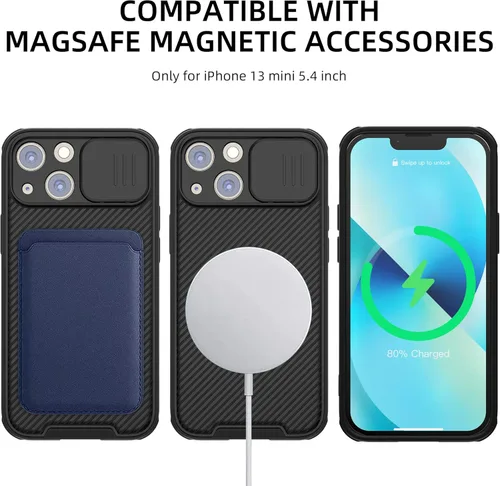 Vista 2 de Hitaoyou Funda magnética para iPhone 13 Mini, funda protectora para cámara iPhone 13 Mini [compatible con carga MagSafe] con cubierta deslizante