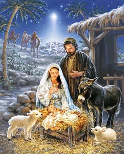 Springbok - Savior is Born - Rompecabezas de 1000 piezas - Un Belén está bellamente ilustrado celebrando el significado de la Navidad