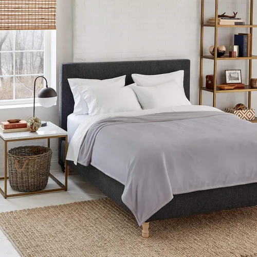 Eddie Bauer - Manta térmica tamaño Queen, manta eléctrica de microfelpa cepillada suave, ropa de cama cálida y acogedora (gris confort de cabina,