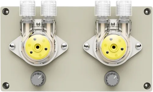 Vista 6 de KAMOER Bomba peristáltica de doble cabezal 12V DC, control de cabezal de bomba separado, caudal bajo 0.5-3.0 fl oz/min, velocidad ajustable, blanco