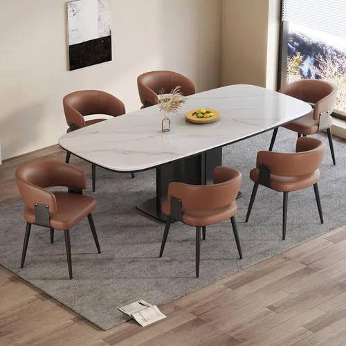 Vista 12 de Modern Dining Chairs Set of 2, Upholstered Faux Leather Kitchen Side Chairs with Curved Open Back, Easy Assembly for Dining Room, Restaurant, Cafe