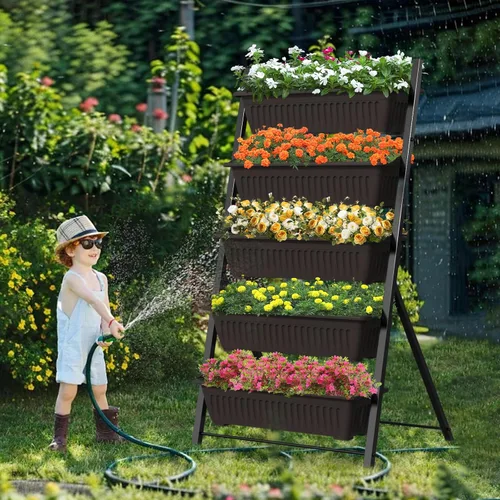 Vista 8 de G TALECO GEAR Jardinera Vertical de Jardín, Caja de Jardinera de Cama de Jardín Elevada Vertical con 5 Cajas Contenedoras, Cultiva tus Hierbas