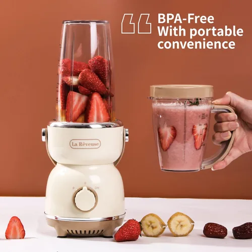 Vista 5 de La Reveuse Licuadora de tamaño personal de 300 W (rosa) + La Reveuse Retro Blender 300 W