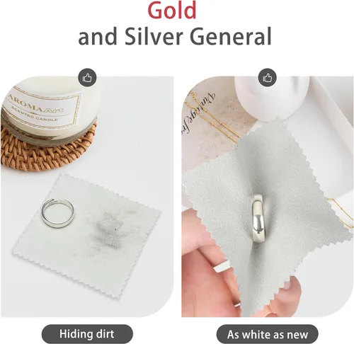 Vista 4 de CATIFLIN 100 paños de limpieza de joyas, paño de pulido de plata envuelto individualmente, paño de pulido de joyas pequeño para plata esterlina