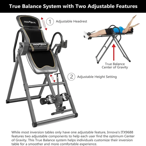 Vista 10 de Innova Health and Fitness Inversion Table with Adjustable Headrest, Reversible Ankle Holders, and 300 lb Weight Capacity