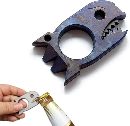 Vista 9 de EDC - Barra de palanca con abridor de botellas, llave de titanio Prybar multiherramienta, llavero multiherramienta, palanca de bolsillo para acampar