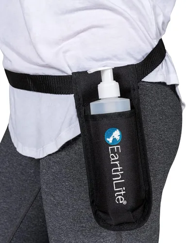 EarthLite Kit individual de funda para botella de masaje, incluye 1 botella, correa resistente, ajustable para aceite de masaje y loción de masaje