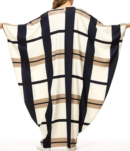 Vista 6 de xiannu Jalabiya Mujer Más Tamaño Maxi Vestidos Batwing Manga Árabe Kaftan Beige