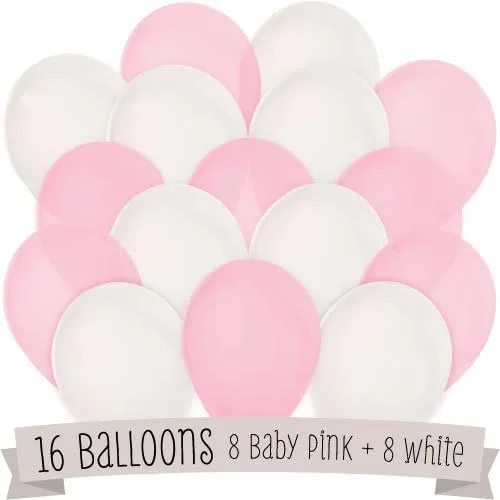 Vista 3 de Kit de globos para bebé niña (rosa y blanco)