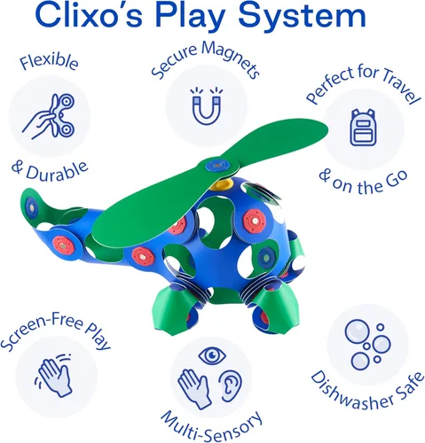 Vista 7 de Clixo Crew - Paquete de 30 piezas – El juguete magnético de construcción flexible, duradero, que aumenta la imaginación, diseños modernos