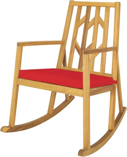 RELAX4LIFE Mecedora de madera para exteriores – Mecedora de patio de gran tamaño con respaldo alto, reposabrazos largo, cojín suave extraíble,