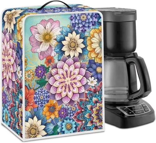 Vista 15 de Funda para cafetera, poliéster, azul, se adapta a la mayoría de máquinas de café estándar, protector resistente al polvo, huellas dactilares