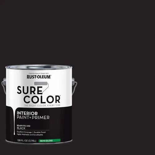 Vista 2 de Rust-Oleum 380228 Black Sure Color - Pintura interior + imprimación, semi-brillante, 1 galón