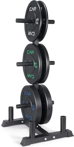 Vista 63 de CAP Barbell - Juego de discos olímpicos de goma de 2 pulgadas con soporte de 6 postes, 100-370 libras, múltiples opciones