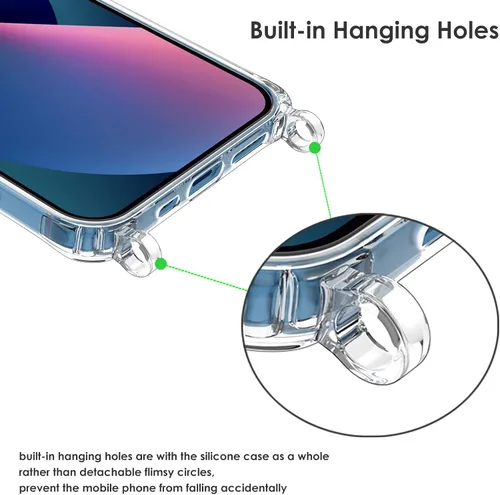 Vista 3 de ZTOFERA Funda transparente compatible con iPhone 12/iPhone 12 Pro, funda transparente con cordón ajustable, TPU suave y delgada, a prueba de golpes