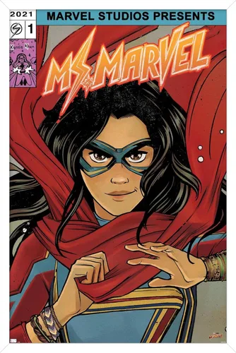 Vista 14 de Trends International Marvel Ms. Marvel - Póster de pared de cómic, 22.4 pulgadas de largo x 14.7 pulgadas, versión enmarcada en madera de granero