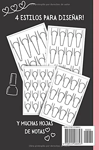 Vista 2 de No soy Perfecta pero mis Uñas si -Cuaderno de Diseños de Uñas Cuaderno para Bocetos de uñas acrilicas Practica con 4 dif estilos de uñas y pagina