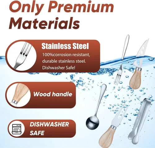 Vista 3 de Accesorios para tabla de charcutería, juego de cuchillos esparcidores, cuchillo esparcidor de mantequilla de queso, utensilios de charcutería