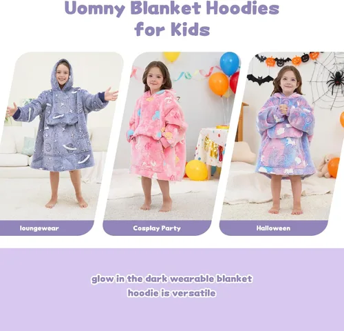 Vista 4 de UOMNY Manta con Capucha Portátil para Niños Mantas Portátiles