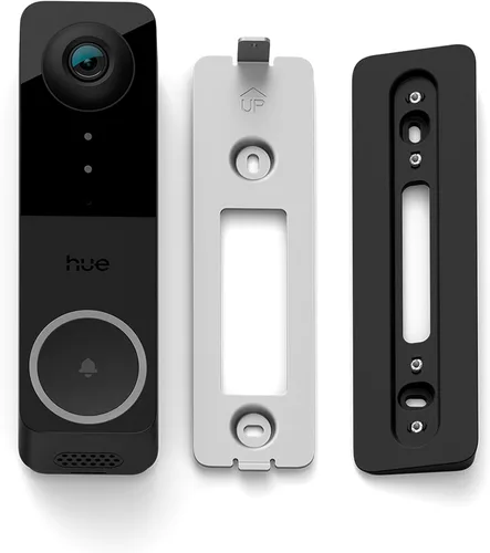 Vista 8 de Timbre de video Philips Hue Secure con cable, resolución 2K, vista de ángulo amplio, notificaciones, integración con luces Hue, audio bidireccional