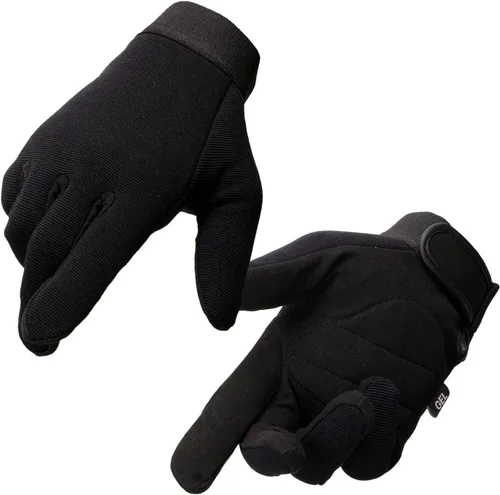 Milwaukee Leather SH44612 - Guantes de mano para mecánicos de motocicleta de gel de malla textil negra para hombre, con parte inferior de tela Amara