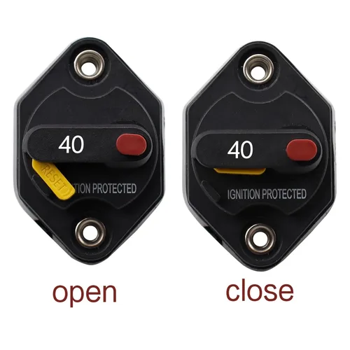 Vista 2 de Disyuntor de montaje en panel de 12 V, 24 V, 32 V, CC, 40 A, con botón de reinicio manual conmutable para auto, camión, RV, remolque, automóvil