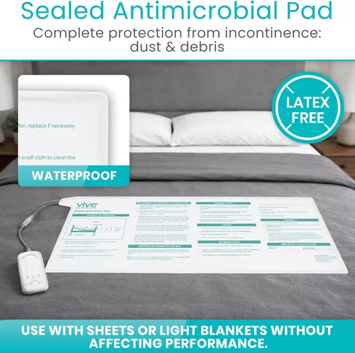 Vista 7 de Vive Alarma de cama inalámbrica - Kit de sensor de movimiento para pacientes ancianos con demencia - Detector de almohadilla de presión