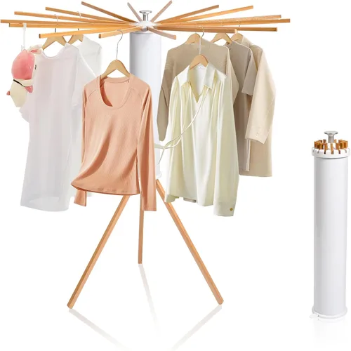 Estante de secado de ropa, trípode de madera plegable, estante de secado para apartamentos pequeños, balcón, dormitorio, estante portátil de