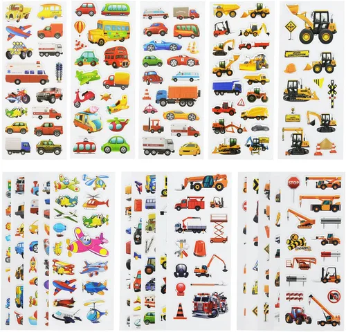 Vista 10 de 24 hojas (más de 500 unidades), calcomanías 3D hinchadas para niños pequeños, hojas de calcomanías preescolares a granel para recompensa