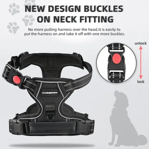 Vista 2 de Arnés para perro sin tirón y correa - Chaleco ajustable suave y acolchado, chaleco Oxford reflectante con asa de fácil control para perros pequeños