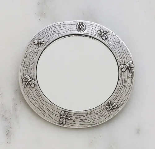 Vista 3 de Danforth Pewter Espejo de mano de libélula para mujer, espejo vintage de peltre y verde para mujer, bonito espejo para niñas, accesorios de regalo
