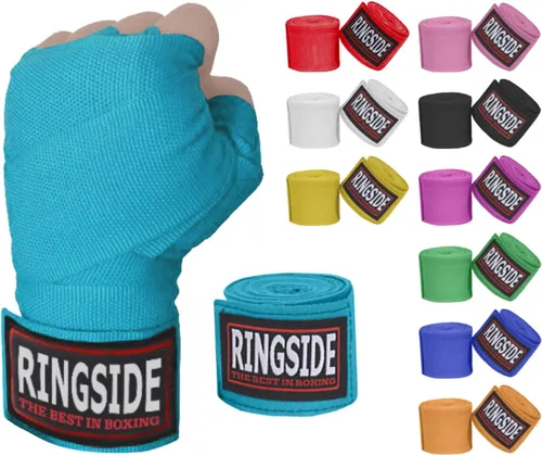 Vista 9 de Ringside Mexican Style Boxing Hand Wraps (Pairs) - 180" Semi-Elastic Cotton Blend Wrist Support with Thumb Loop for MMA, Muay Thai, Kickboxing