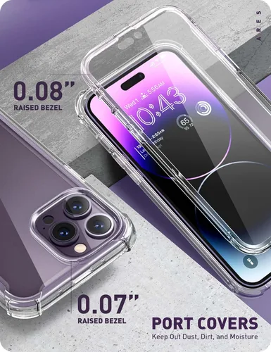 Vista 5 de i-Blason Ares - Funda diseñada para iPhone 14 Pro de 6.1 pulgadas (versión 2022), funda transparente resistente de doble capa con protector