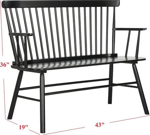 Vista 15 de SAFAVIEH Colección Home – Banco de dos plazas de madera maciza negra Addison, sofá de dos plazas para entrada, sala de estar o comedor (AMH8513A)