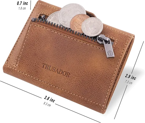 Vista 2 de TRUSADOR Verona - Cartera unisex de piel con bolsillo frontal Coñac
