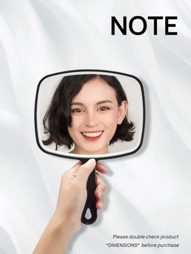 Vista 2 de OMIRO Espejo de mano, espejo de mano negro con asa, 6.6 pulgadas de ancho x 9.2 pulgadas de largo