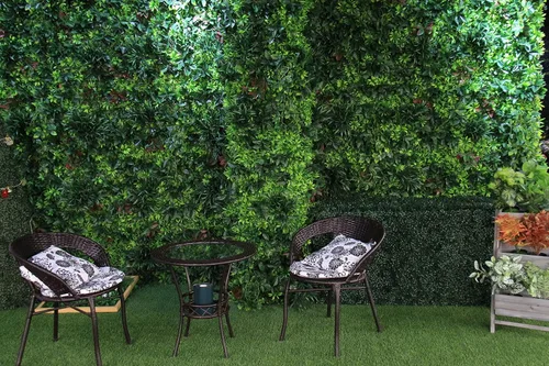 Vista 8 de ULAND Paneles de pared de plantas artificiales, 1 pieza de 40 x 40 pulgadas, decoración de fondo de pared de césped verde, hojas de hiedra