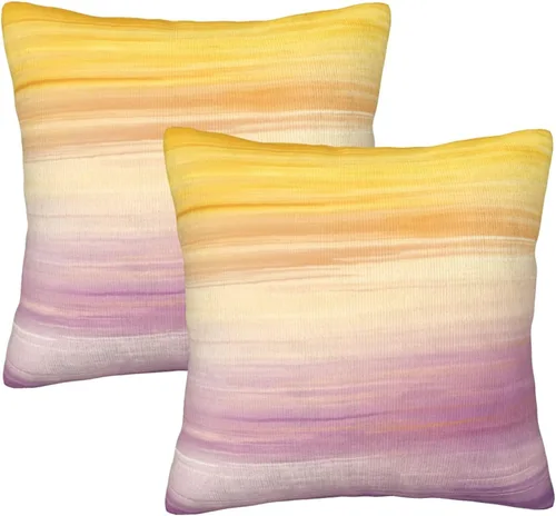 Vista 16 de Pack of 2 Short Plush Throw Pillow Covers 16 X 16 Inch, Retro Yellow Purple Stripes Couch Throw Pillow Covers Cozy Pillowcases, Couch Pillow Covers