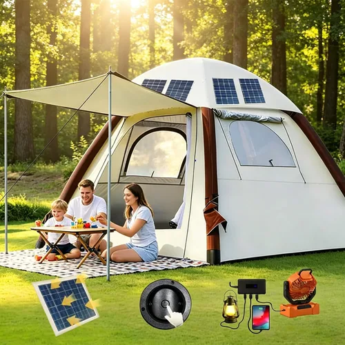 Automatic Tents for Camping 4 Person with Rechargeable Device, Portable Carry 4000mm Waterproof & UV Protection Pop Up Tent, Easy Setup Instant
