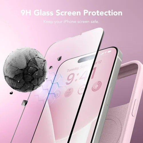 Vista 875 de GONEZ Funda magnética para iPhone 14, compatible con Magsafe, con protector de pantalla + protector de cámara, forro de microfibra antiarañazos