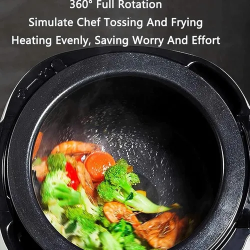 Vista 6 de Máquina de cocción automática, procesador de alimentos comercial con cuchara de sopa, máquina multifuncional para cocinar salteando para cocinas