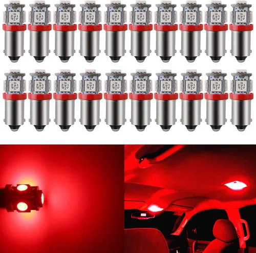 Vista 6 de BlyilyB - Juego de 12 bombillas LED anaranjadas BA9 BA9S 53 57 1895 64111 para placa de matrícula, puerta lateral, luces de cortesía interiores