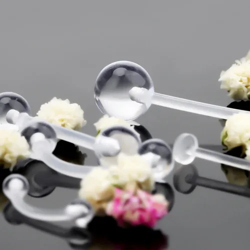 Vista 5 de CrazyPiercing 45pcs Clear Piercing Retainers Bioflex Nose Tongue Nipple Belly Rings Assorted Clear Plastic Body Piercing Jewelry for Women Man